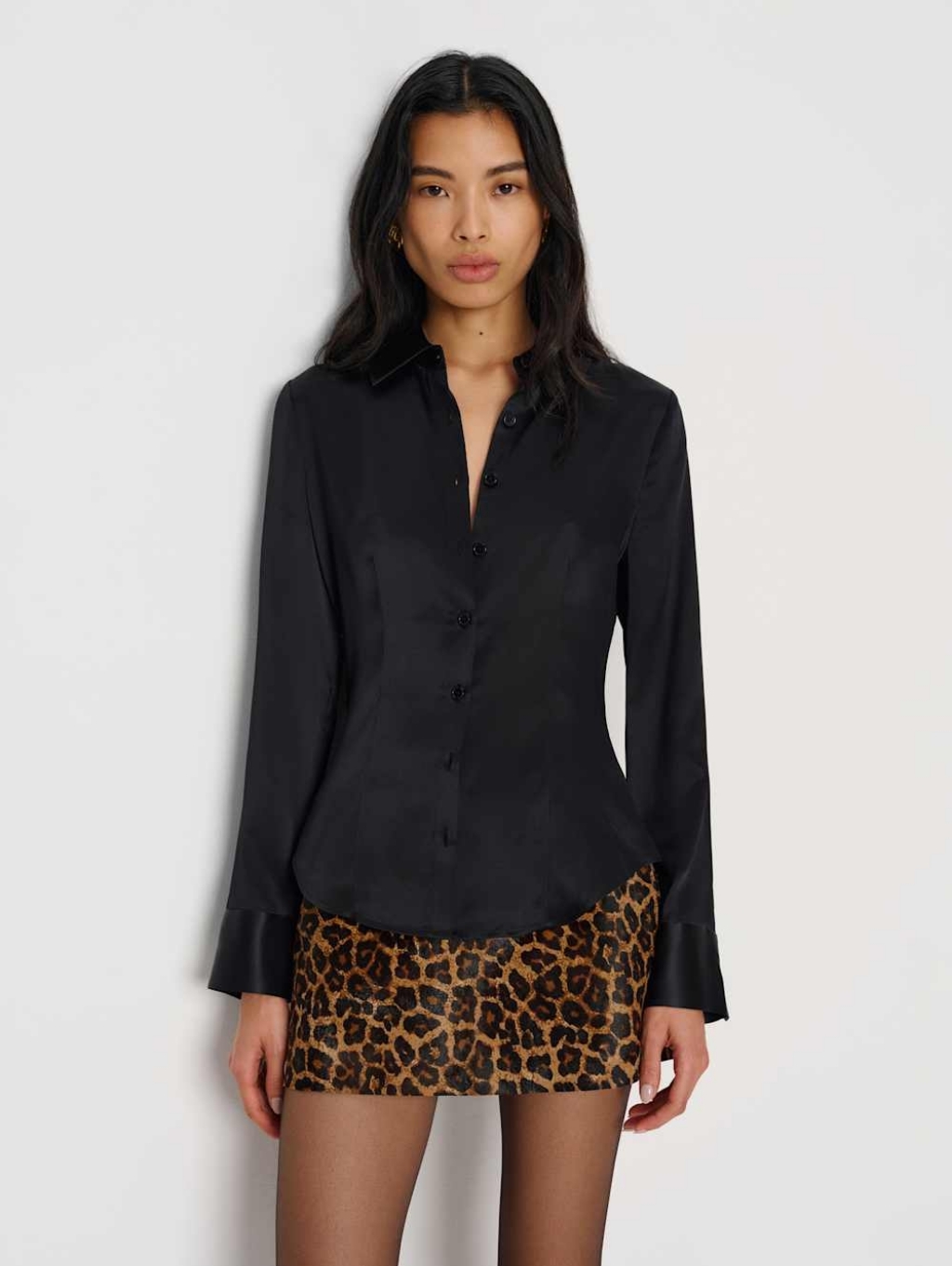 Reformation Raya Fitted Silk Shirt